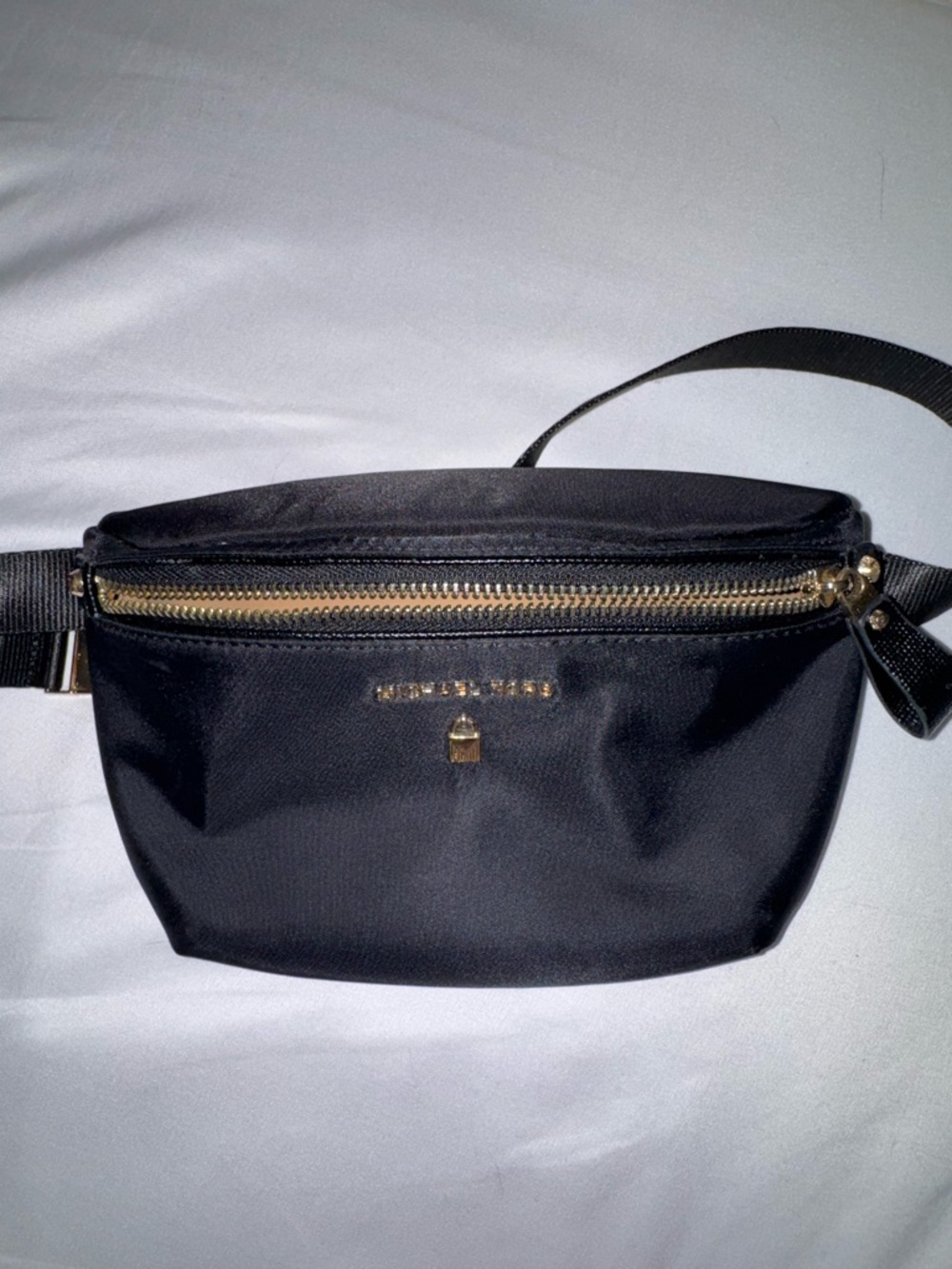 Michael Kors Black Nylon Waist Bag with Gold Accents